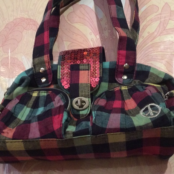 Girl’s Justice fabric plaid bag. - Picture 3 of 4